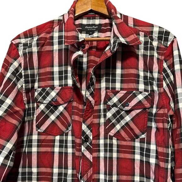 Eighty Eight Platinum Other - Eighty Eight Platinum, Men's Red Plaid LS Shirt, Pearlized Pocket Snap, XL